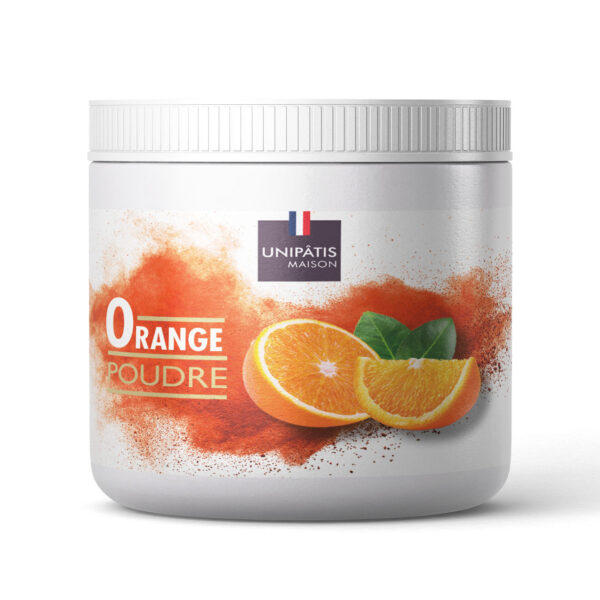 natural orange powder in white jar